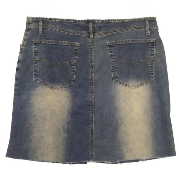 Vintage Lazer Jeans Denim Mini Skirt Plus Size XL With Faded Distress Wash - Picture 5 of 7